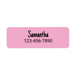 Enkel blekrosa och svart namn telefonnummer returadress etikett