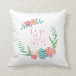 Enkel blom- dekorativ kudde för glad påsk |