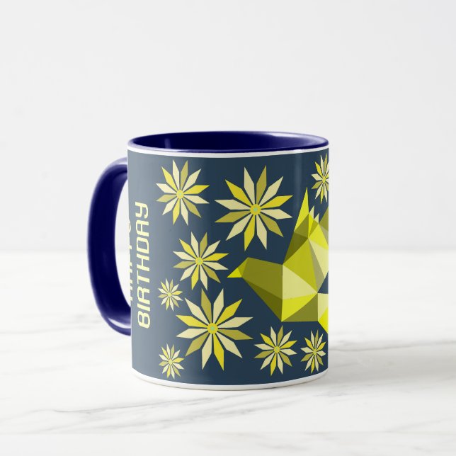 ENKEL BLOMMA FÅGEL FÖDELSEDAGS PRESENT TILL VEM SO MUGG (Framsida vänster)