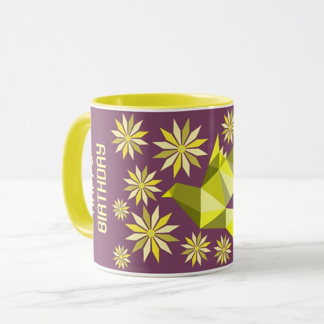 ENKEL BLOMMA FÅGEL FÖDELSEDAGS PRESENT TILL VEM SO MUGG (Framsida vänster)