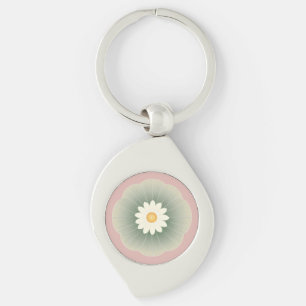 Enkel blomma swirl silverfärgad nyckelring