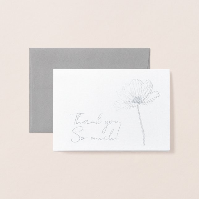 Enkel Blomma Tack Folierat Kort (Framsida med kuvert)