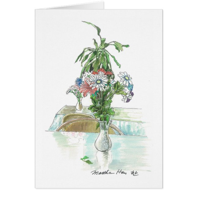 Enkel blommaordning hälsningskort (Framsidan)