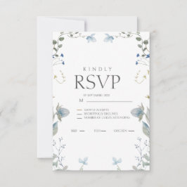 Enkel Blommig Blå RSVP-kort OSA Kort