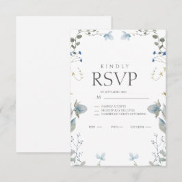 Enkel Blommig Blå RSVP-kort OSA Kort
