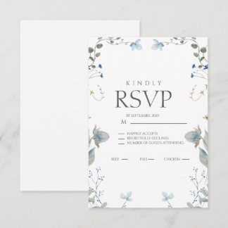Enkel Blommig Blå RSVP-kort OSA Kort