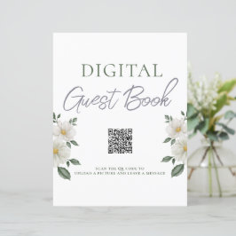 Enkel Blommig Digital Gästbok QR-kodskylt