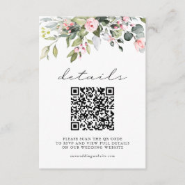 Enkel Blommig Eukalyptusblad QR-kod Bröllop Tilläggskort