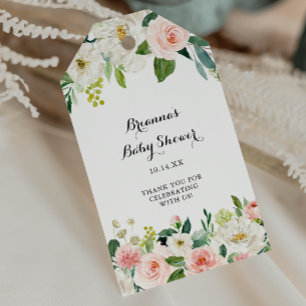 Enkel Blommig Grön Kalligrafi Baby Shower Presentetikett