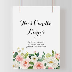 Enkel Blommig Grön Lövverk Denna Ljus Brinner Skyl Poster
