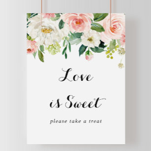 Enkel Blommig Grön Lövverk Kärlek Är Sött Tecken Poster