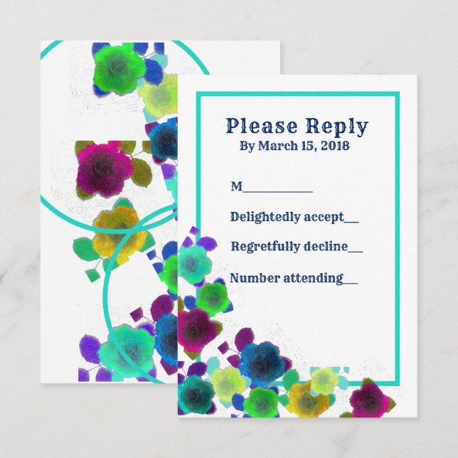 Enkel blommig kaskad svarskort ljus inbjudningar (Fram/baksida)