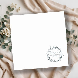 Enkel Blommigt av Elegant Laurel utandningsmonogra Anteckningskort