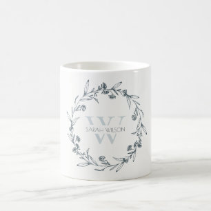 Enkel Blommigt av Elegant Laurel utandningsmonogra Kaffemugg