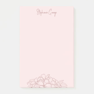 enkel blommigt av feminin rosa minimal botanisk post-it block