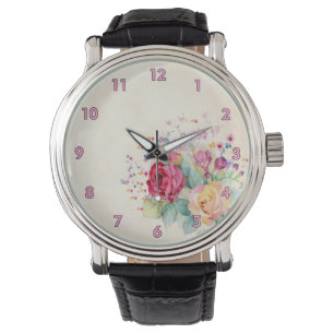 Enkel Blommigt, bakgrund Teckning Armbandsur