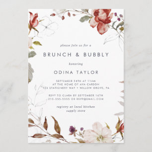 Enkel Blommigt Brunch- och Bubly-Möhippa Inbjudningar