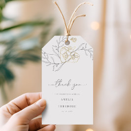 Enkel Blommigt Elegant Art Bröllop Presentetikett