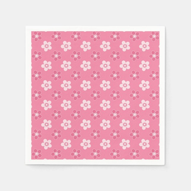 Enkel blommigt, fast rosa mönster återflöde, liten pappersservett (Framsidan)