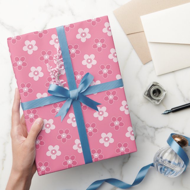 Enkel blommigt, fast rosa mönster återflöde, liten presentpapper (Gifting)