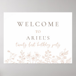 Enkel blommigt för elegant 21:a födelsedag - välko poster