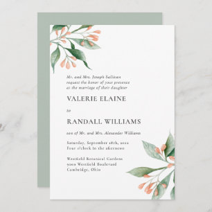 Enkel Blommigt för Elegant Formell Bröllop Inbjudningar