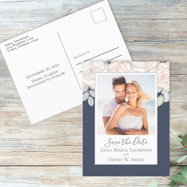 Enkel Blommigt för Elegant  Mörk blått Bukett med  Vykort (Skapare uppladdad)