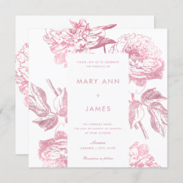 Enkel Blommigt för Eleganten Ro Guld, Bröllop Inbjudningar