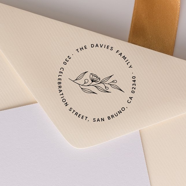 Enkel Blommigt för Namn och Returadress i anpassni Självfärgande Stämpel (Stamp Mock-up)