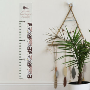 Enkel Blommigt för Rosa utöver måtttillväxtdiagram Poster
