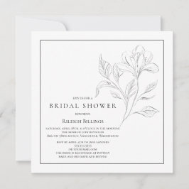 Enkel Blommigt för svart och vit Möhippa Inbjudningar