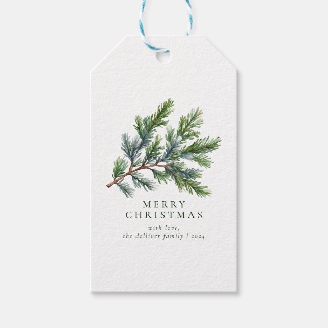 Enkel Blommigt för vattenfärg under jul Presentetikett (Framsidan)