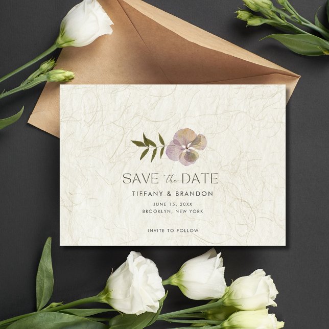 Enkel Blommigt Foto Bröllop spara datum Spara Datumet (Simple Floral Photo Wedding Save The Date)