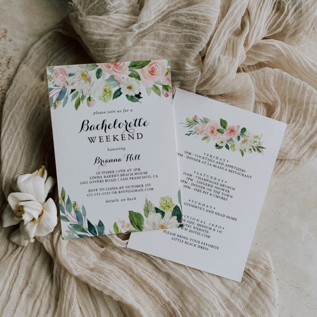 Enkel Blommigt Grönt Foliage Bachelorette Helg Inbjudningar (Skapare uppladdad)