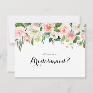 Enkel Blommigt Grönt Foliage Bridesmaid Frieri Anteckningskort