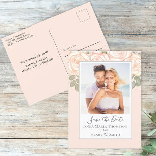 Enkel Blommigt i Elegant Peach Bukett med rosor Vykort