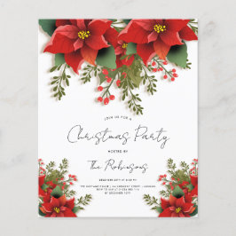 Enkel Blommigt jul Julfest Inbjudan Menu Flygblad