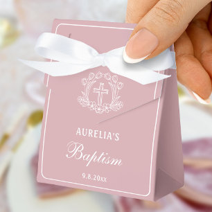 Enkel Blommigt Kor om Rosa Baptism Små Tält Presentaskar