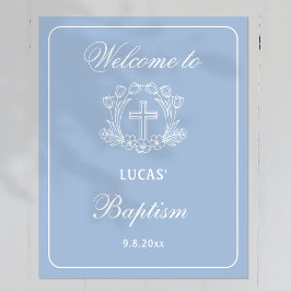 Enkel Blommigt Kor på ljusblå baptism Välkomna Poster