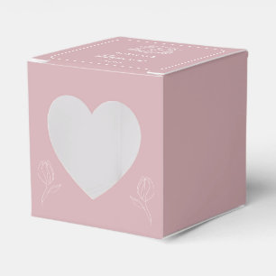 Enkel Blommigt Kor på Rosa Baptism Heart Presentaskar