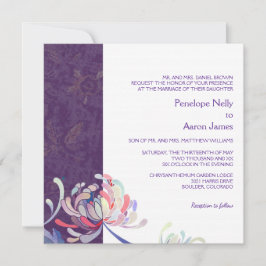 Enkel Blommigt Lila Bröllop Inbjudningar