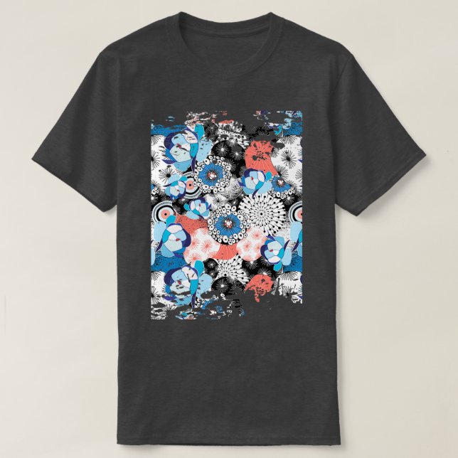 Enkel Blommigt Line Mönster T Shirt (Design framsida)