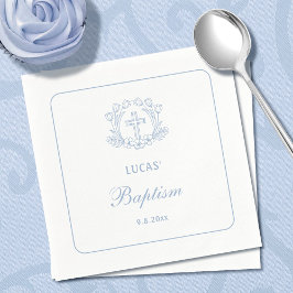 Enkel Blommigt Ljusblå Kor-baptism Pappersservett