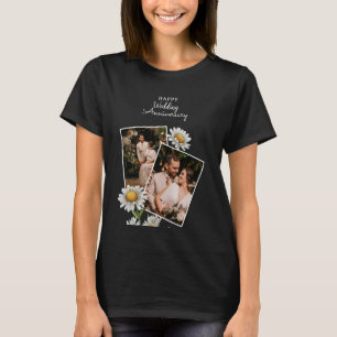 Enkel Blommigt Lycklig Bröllop-årsdag T-Shirt