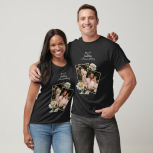 Enkel Blommigt Lycklig Bröllop-årsdag T-Shirt