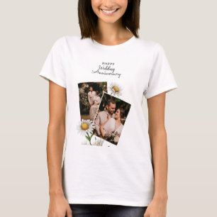 Enkel Blommigt Lycklig Bröllop-årsdag T-Shirt