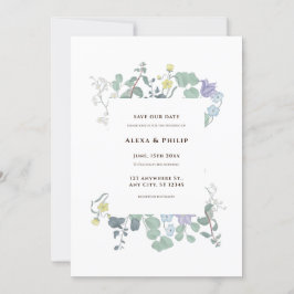 Enkel Blommigt, minimalistisk Bröllop Inbjudningar