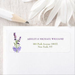 Enkel Blommigt New Mode Lila Lavender Bröllop Returadress Etikett
