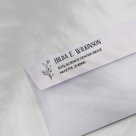 Enkel Blommigt och Elegant Löv Namn Returadress Självfärgande Stämpel