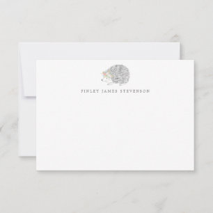 Enkel Blommigt Porcupine Personlig Stationery Tack Kort